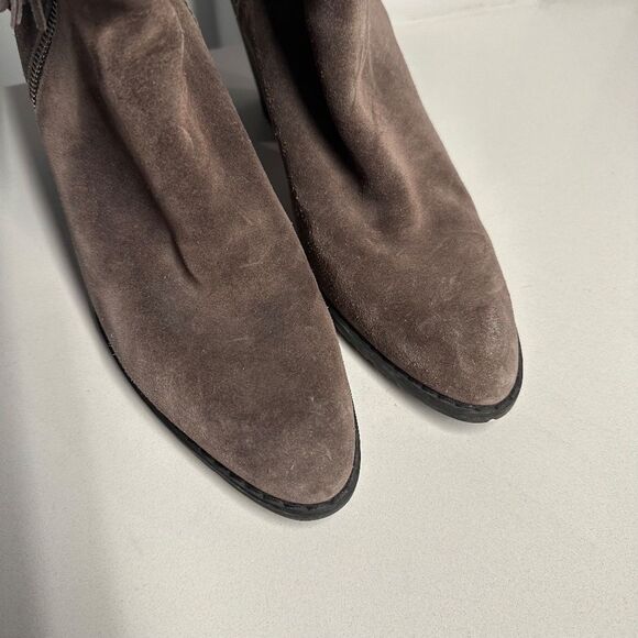 Stuart Weitzman Gray Velour Suede Prancing Tassel Ankle Boots Booties Size 9 - Picture 7 of 11